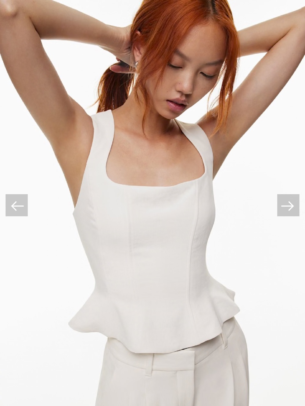 NWT Wilfred for Aritzia Rhodora Bustier Peplum Top in Cairo Size Large